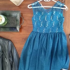 Girls teal sparkle dress